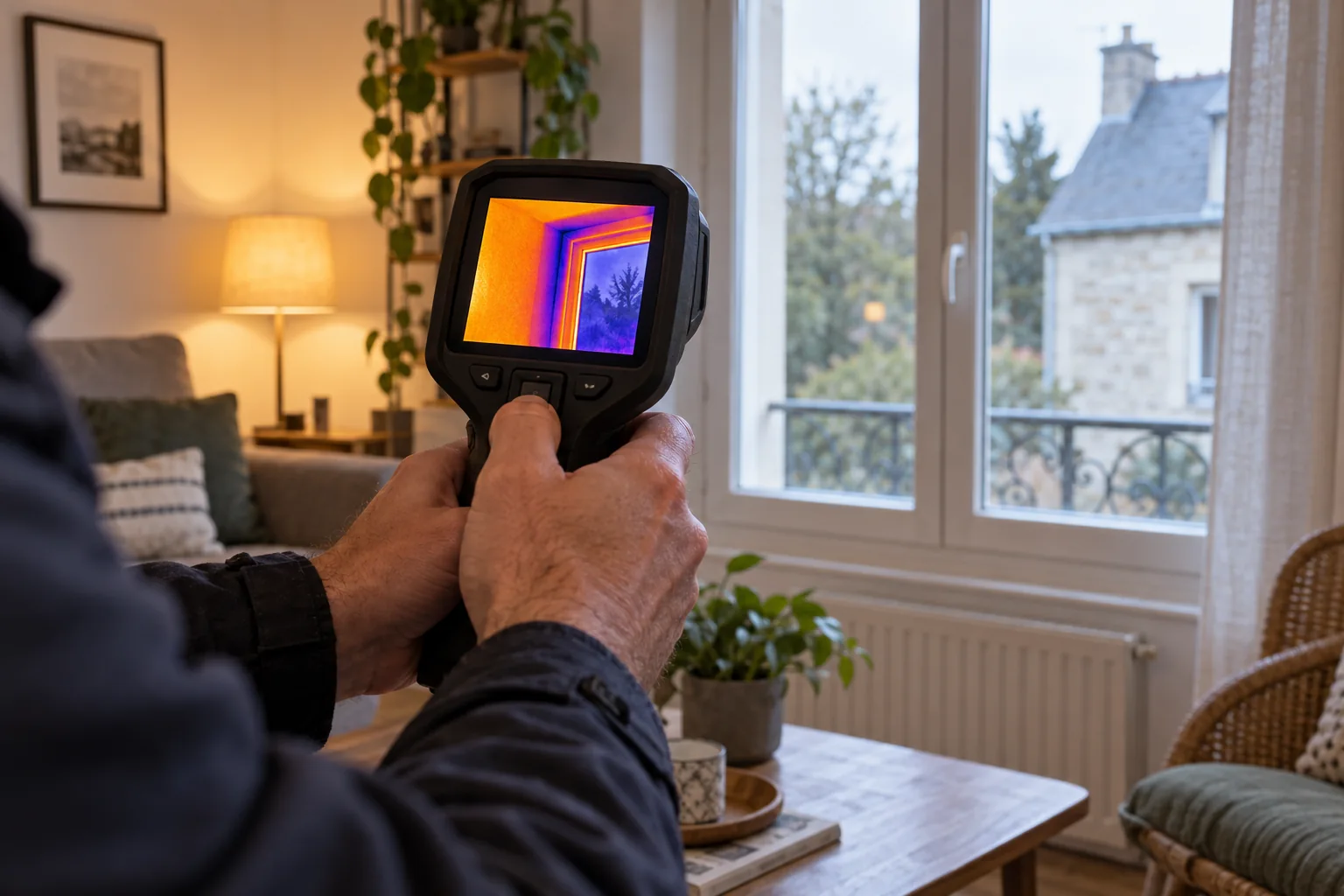 Examen thermique d’un logement avant rénovation, illustration générée par IA